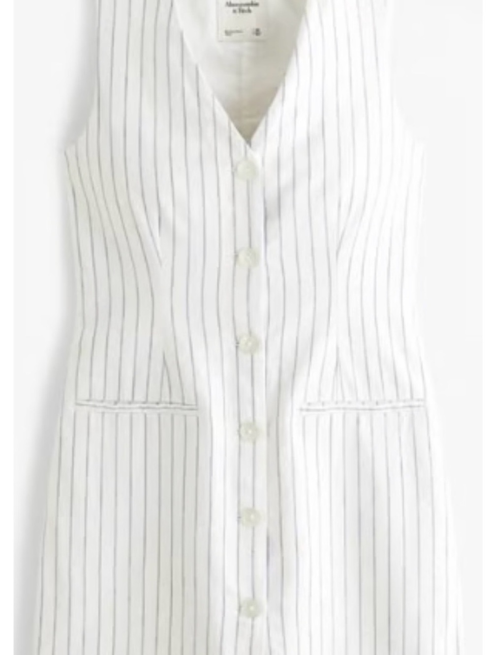 Abercrombie & Fitch White Dress with Thin Black Pinstripes